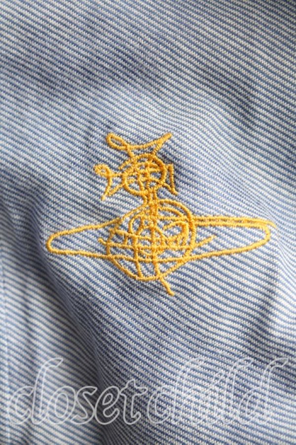 画像6: ヴィヴィアンウエストウッド MAN 中古 / グラフティオーブ刺繍フロントアシメシャツ 46（メンズM相当） 青  H-25-10-19-025-bl-OD-ZH (6)