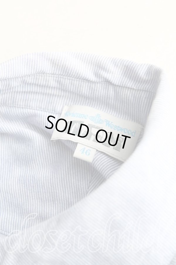 画像7: ヴィヴィアンウエストウッド MAN 中古 / グラフティオーブ刺繍フロントアシメシャツ 46（メンズM相当） 青  H-25-10-19-025-bl-OD-ZH (7)