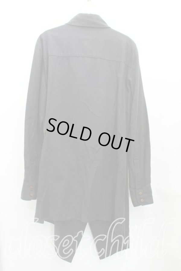 画像2: ヴィヴィアンウエストウッド MAN 中古 / オーブ刺繍ロングシャツ 48（メンズL相当） 黒  H-25-10-19-026-bl-OD-ZH (2)