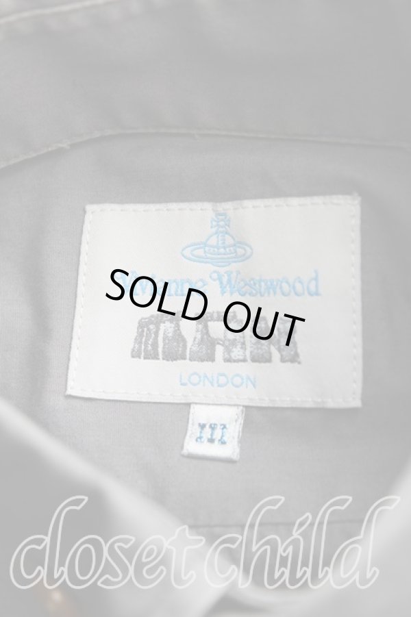 画像3: ヴィヴィアンウエストウッド MAN 中古 / 高襟Wポケット半袖シャツ III(メンズL相当） 灰  H-25-10-19-027-bl-OD-ZH (3)