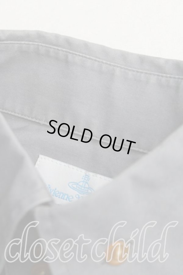 画像5: ヴィヴィアンウエストウッド MAN 中古 / 高襟Wポケット半袖シャツ III(メンズL相当） 灰  H-25-10-19-027-bl-OD-ZH (5)