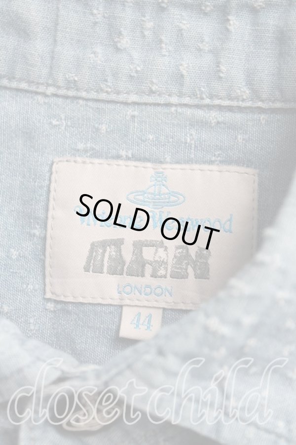 画像3: ヴィヴィアンウエストウッド MAN 中古 / カット＆スラッシュシャツ 44（メンズS相当） インディゴ  H-25-10-19-028-bl-OD-ZH (3)