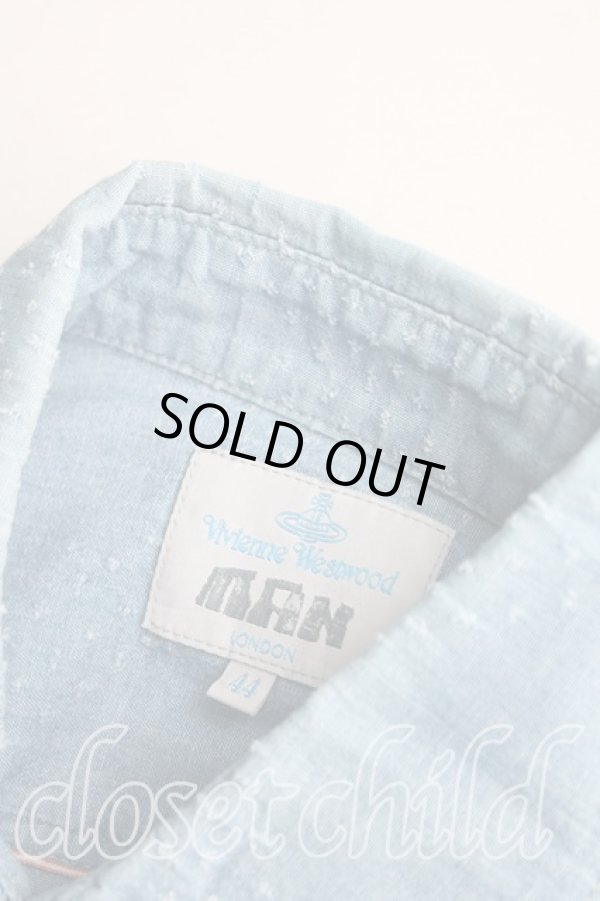 画像6: ヴィヴィアンウエストウッド MAN 中古 / カット＆スラッシュシャツ 44（メンズS相当） インディゴ  H-25-10-19-028-bl-OD-ZH (6)