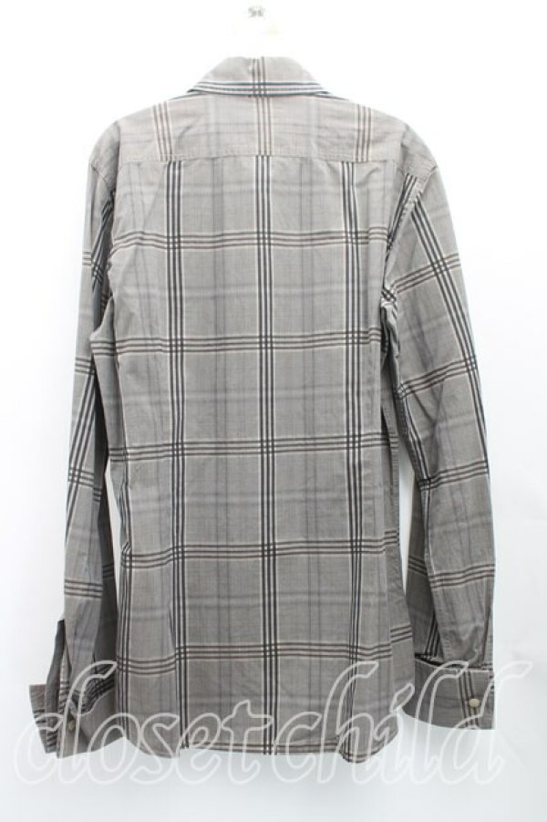 画像2: ヴィヴィアンウエストウッド MAN 中古 / グレンチェックカフスシャツ II(メンズM相当） 灰  H-25-10-19-029-bl-OD-ZH (2)