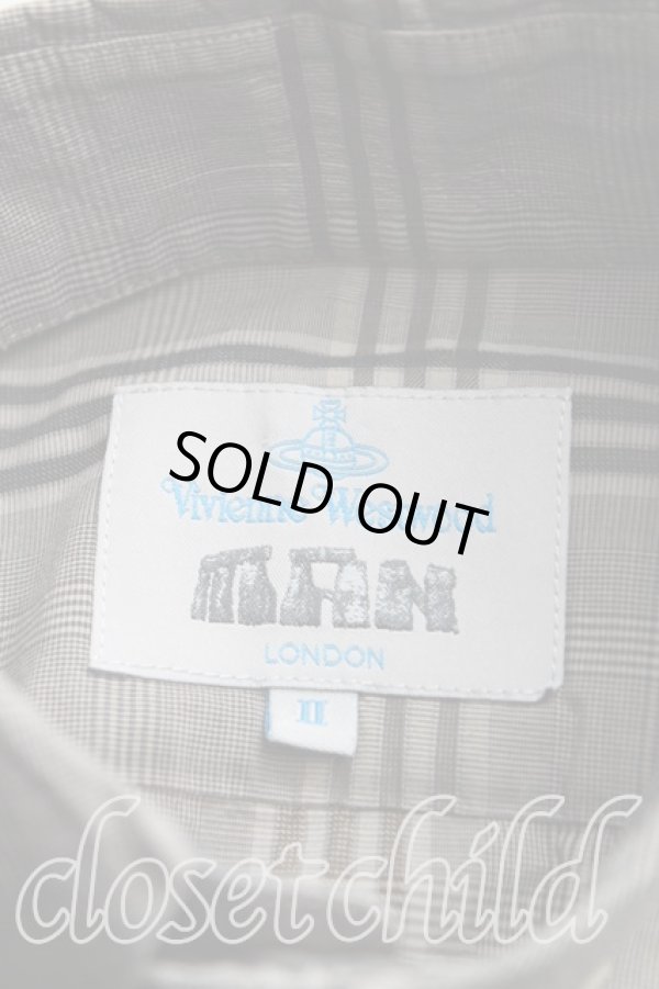 画像3: ヴィヴィアンウエストウッド MAN 中古 / グレンチェックカフスシャツ II(メンズM相当） 灰  H-25-10-19-029-bl-OD-ZH (3)