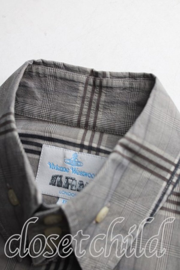 画像5: ヴィヴィアンウエストウッド MAN 中古 / グレンチェックカフスシャツ II(メンズM相当） 灰  H-25-10-19-029-bl-OD-ZH (5)