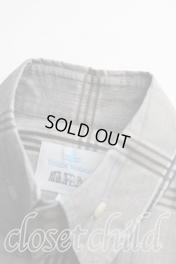 画像5: ヴィヴィアンウエストウッド MAN 中古 / グレンチェックカフスシャツ II(メンズM相当） 灰  H-25-10-19-029-bl-OD-ZH (5)