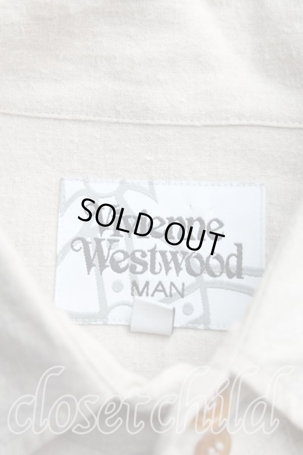 画像3: ヴィヴィアンウエストウッド MAN 中古 / オーブ刺繍ロングシャツ 44（メンズS相当） ベージュ  H-25-10-19-030-bl-OD-ZH (3)