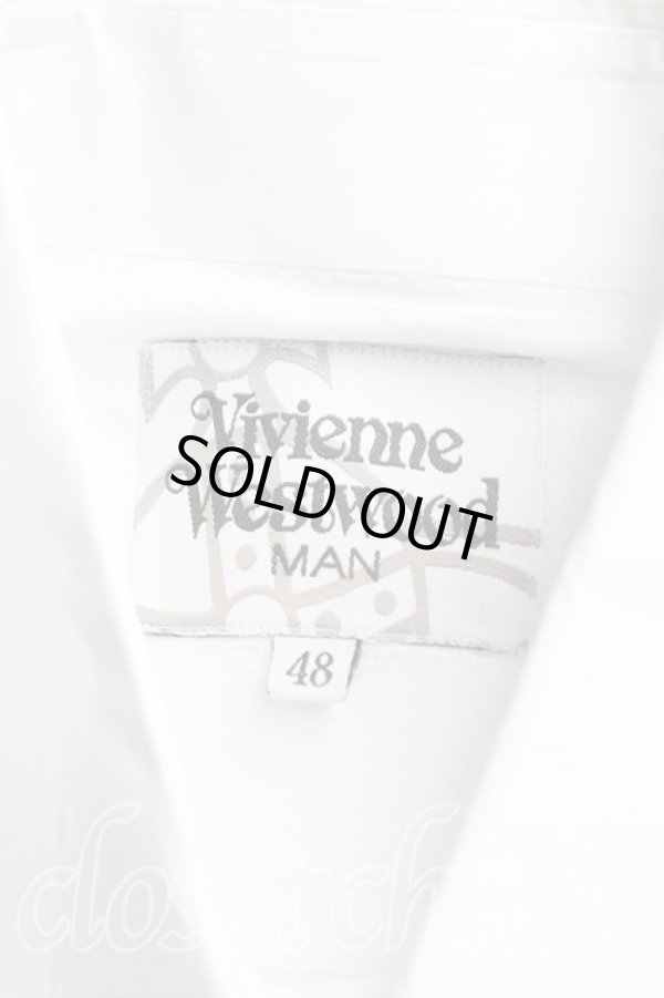 画像3: ヴィヴィアンウエストウッド MAN 中古 / オーブ刺繍クレリックシャツ 48（メンズL相当） 白  H-25-10-19-037-bl-OD-ZH (3)