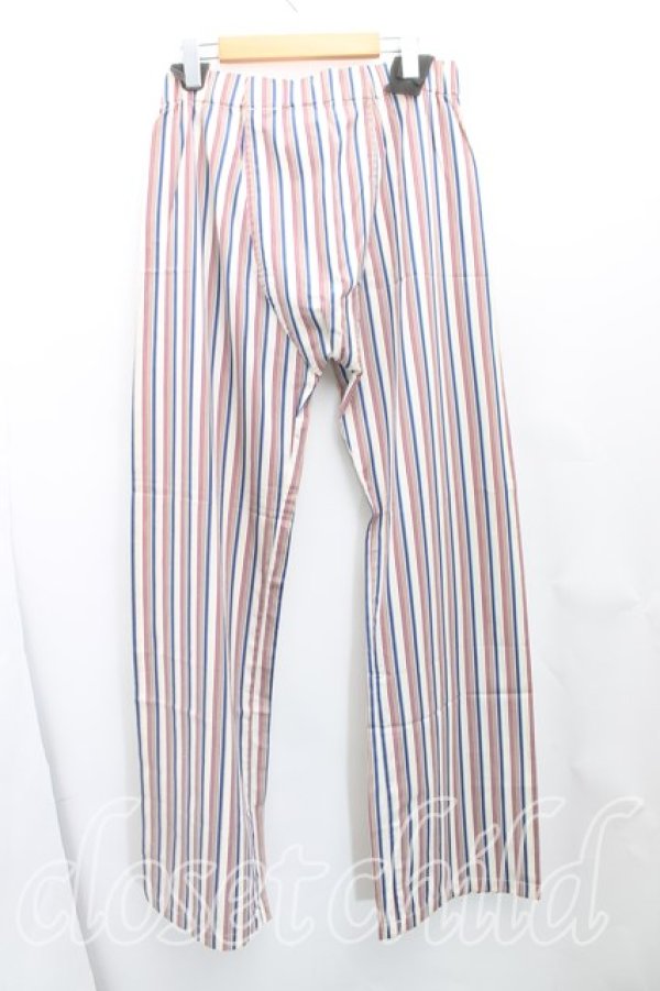 画像2: ヴィヴィアンウエストウッド MAN 中古 / カラーオーブ刺繍ストライプパジャマパンツ S 生成ｘ赤ｘ紺  H-25-10-19-005-pa-OD-ZH (2)