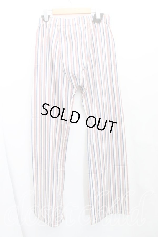 画像2: ヴィヴィアンウエストウッド MAN 中古 / カラーオーブ刺繍ストライプパジャマパンツ S 生成ｘ赤ｘ紺  H-25-10-19-005-pa-OD-ZH (2)