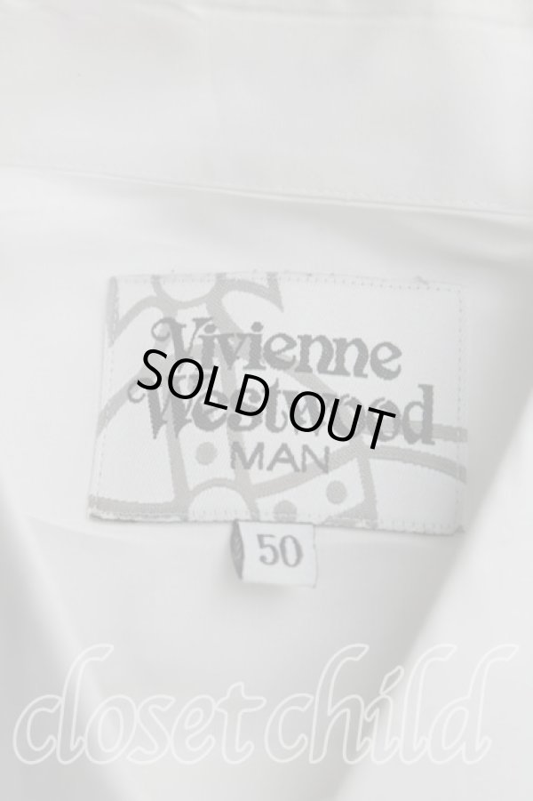 画像3: ヴィヴィアンウエストウッド MAN 中古 / オーブ刺繍クレリックシャツ 50（メンズXL相当） 白  H-25-10-19-038-bl-OD-ZH (3)