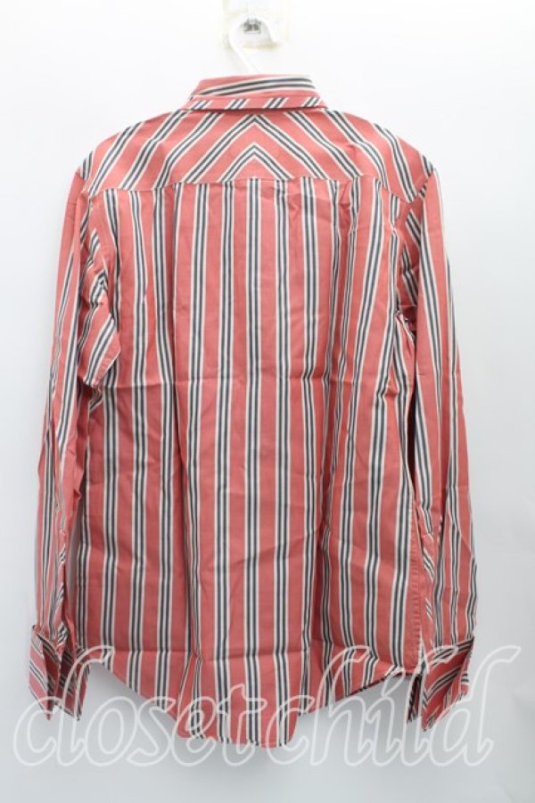 画像2: ヴィヴィアンウエストウッド MAN 中古 / オーブ刺繍ストライプシャツ 48（メンズL相当） 赤  H-25-10-19-039-bl-OD-ZH (2)