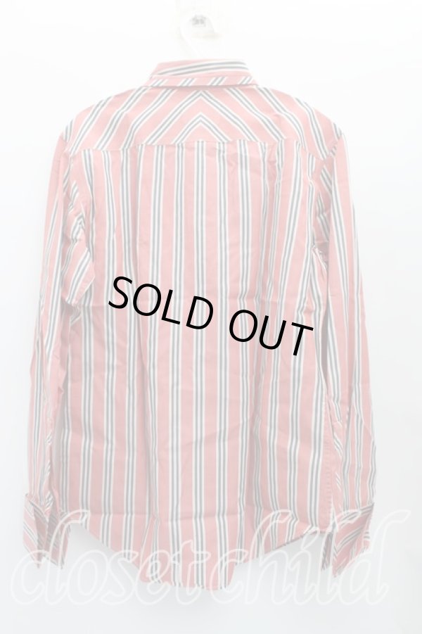 画像2: ヴィヴィアンウエストウッド MAN 中古 / オーブ刺繍ストライプシャツ 48（メンズL相当） 赤  H-25-10-19-039-bl-OD-ZH (2)