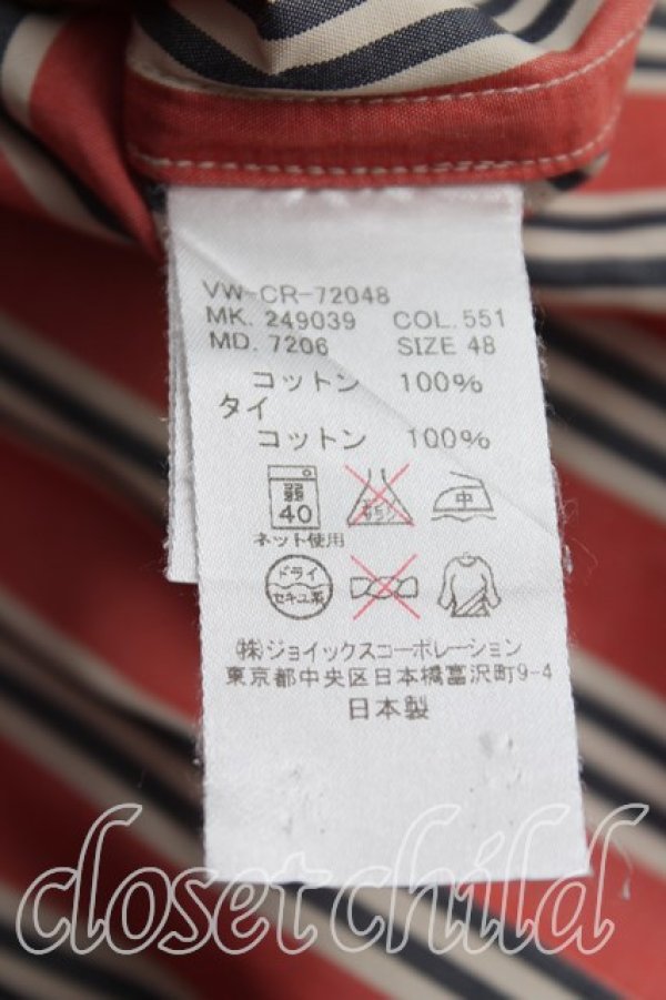 画像4: ヴィヴィアンウエストウッド MAN 中古 / オーブ刺繍ストライプシャツ 48（メンズL相当） 赤  H-25-10-19-039-bl-OD-ZH (4)