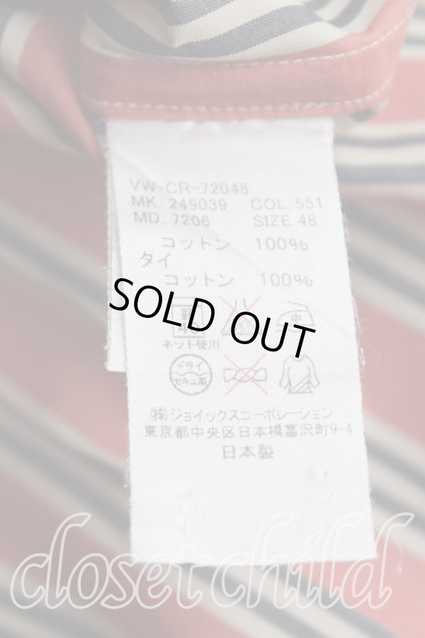 画像4: ヴィヴィアンウエストウッド MAN 中古 / オーブ刺繍ストライプシャツ 48（メンズL相当） 赤  H-25-10-19-039-bl-OD-ZH (4)