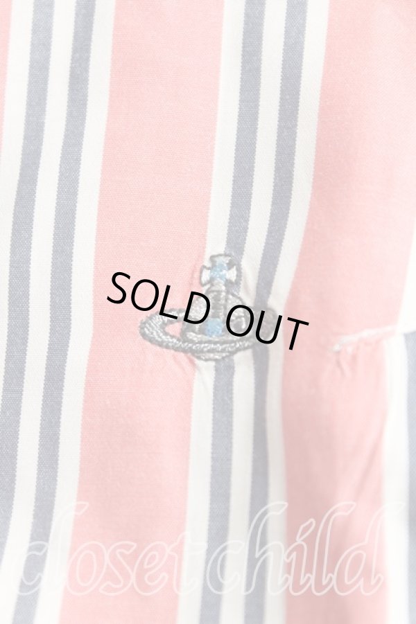 画像5: ヴィヴィアンウエストウッド MAN 中古 / オーブ刺繍ストライプシャツ 48（メンズL相当） 赤  H-25-10-19-039-bl-OD-ZH (5)