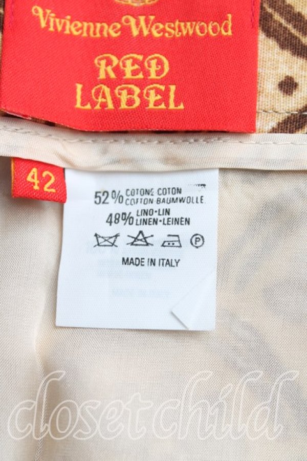 画像4: ヴィヴィアンウエストウッド 中古 / 総柄台形スカート 42（11号相当） 茶  H-25-10-19-040-sk-OD-ZH (4)