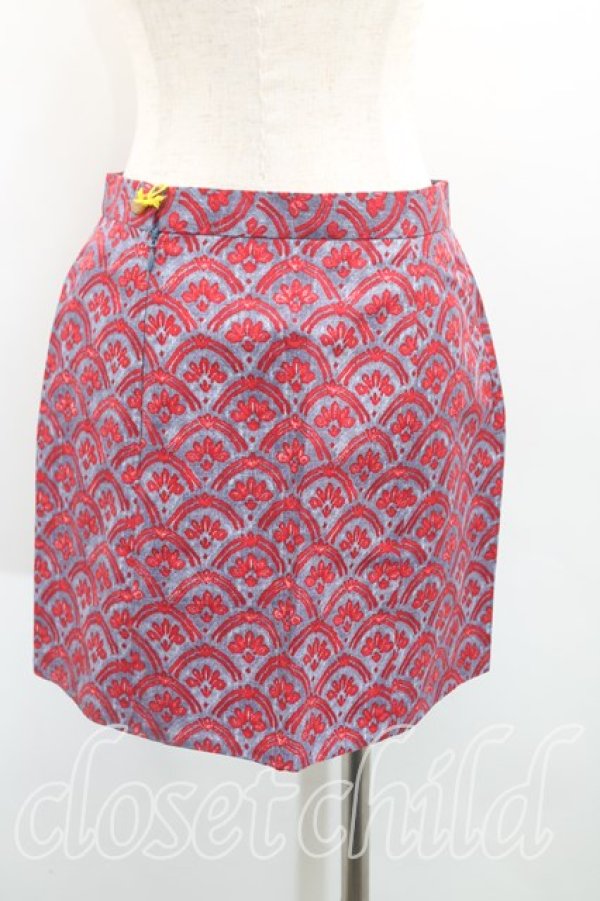 画像2: ヴィヴィアンウエストウッド 中古 / 総柄台形スカート 42（11号相当） 紺ｘ赤  H-25-10-19-041-sk-OD-ZH (2)