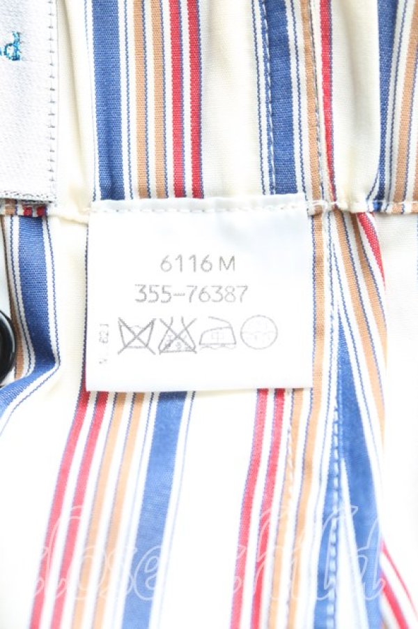 画像4: ヴィヴィアンウエストウッド MAN 中古 / カラーオーブ刺繍ストライプパジャマパンツ S 生成ｘ赤ｘ紺  H-25-10-19-005-pa-OD-ZH (4)