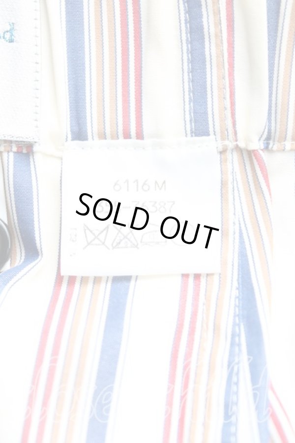 画像4: ヴィヴィアンウエストウッド MAN 中古 / カラーオーブ刺繍ストライプパジャマパンツ S 生成ｘ赤ｘ紺  H-25-10-19-005-pa-OD-ZH (4)