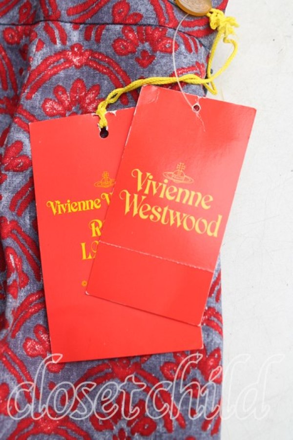 画像5: ヴィヴィアンウエストウッド 中古 / 総柄台形スカート 42（11号相当） 紺ｘ赤  H-25-10-19-041-sk-OD-ZH (5)