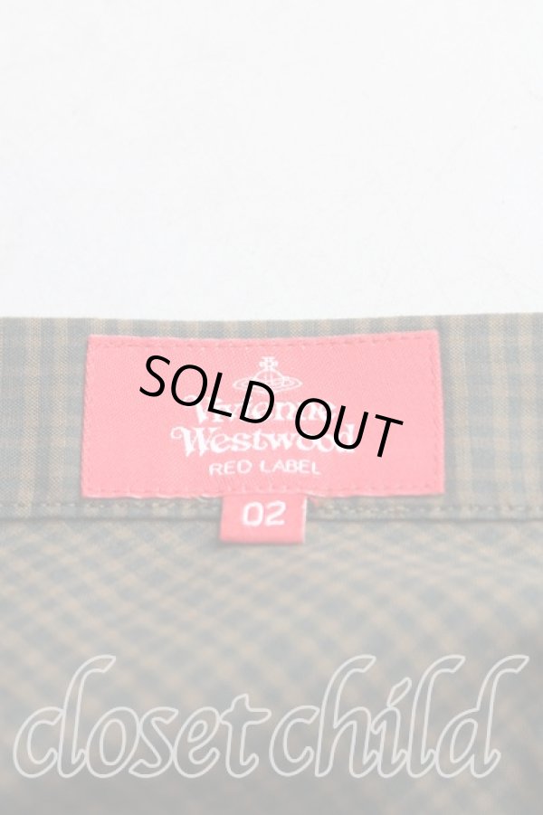 画像3: ヴィヴィアンウエストウッド 中古 / チェック&ストライプティアードスカート 02(9号相当) 茶  H-25-10-19-043-sk-IN-ZH (3)