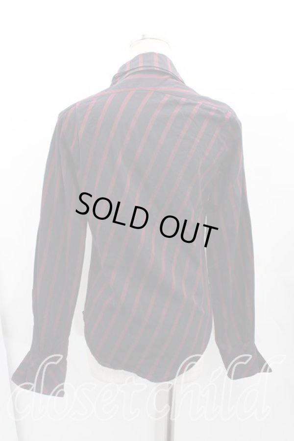 画像2: ヴィヴィアンウエストウッド 中古 / ラインオーブ刺繍ストライプ変形シャツ M 紺×紫  H-25-10-19-045-sk-IN-ZH (2)