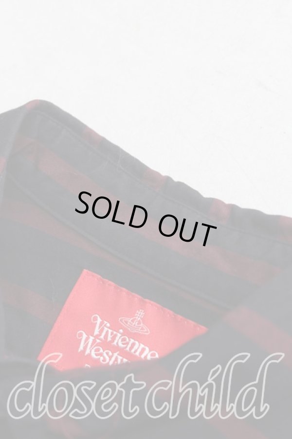 画像6: ヴィヴィアンウエストウッド 中古 / ラインオーブ刺繍ストライプ変形シャツ M 紺×紫  H-25-10-19-045-sk-IN-ZH (6)