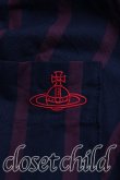 画像7: ヴィヴィアンウエストウッド 中古 / ラインオーブ刺繍ストライプ変形シャツ M 紺×紫  H-25-10-19-045-sk-IN-ZH (7)