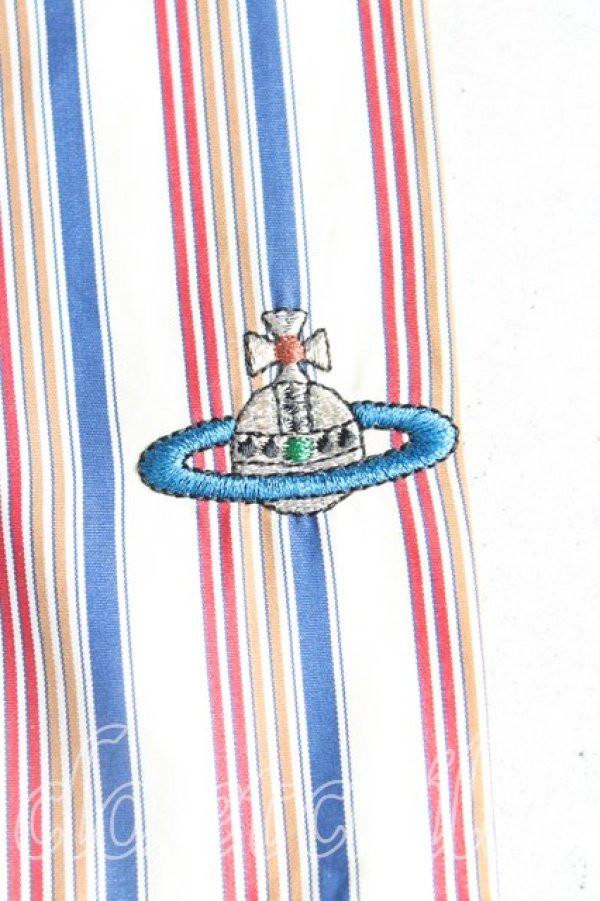 画像7: ヴィヴィアンウエストウッド MAN 中古 / カラーオーブ刺繍ストライプパジャマパンツ S 生成ｘ赤ｘ紺  H-25-10-19-005-pa-OD-ZH (7)