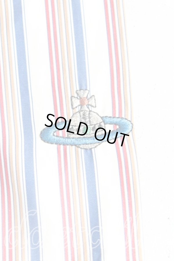 画像7: ヴィヴィアンウエストウッド MAN 中古 / カラーオーブ刺繍ストライプパジャマパンツ S 生成ｘ赤ｘ紺  H-25-10-19-005-pa-OD-ZH (7)