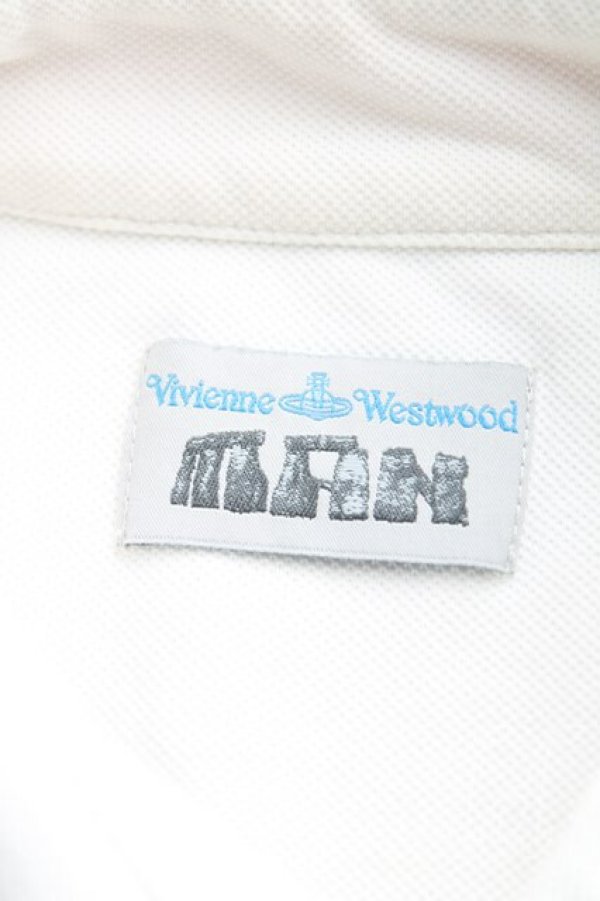 画像3: ヴィヴィアンウエストウッド MAN 中古 / カラーオーブ刺繍ポロシャツ M 白  H-25-10-19-055-to-OD-ZH (3)