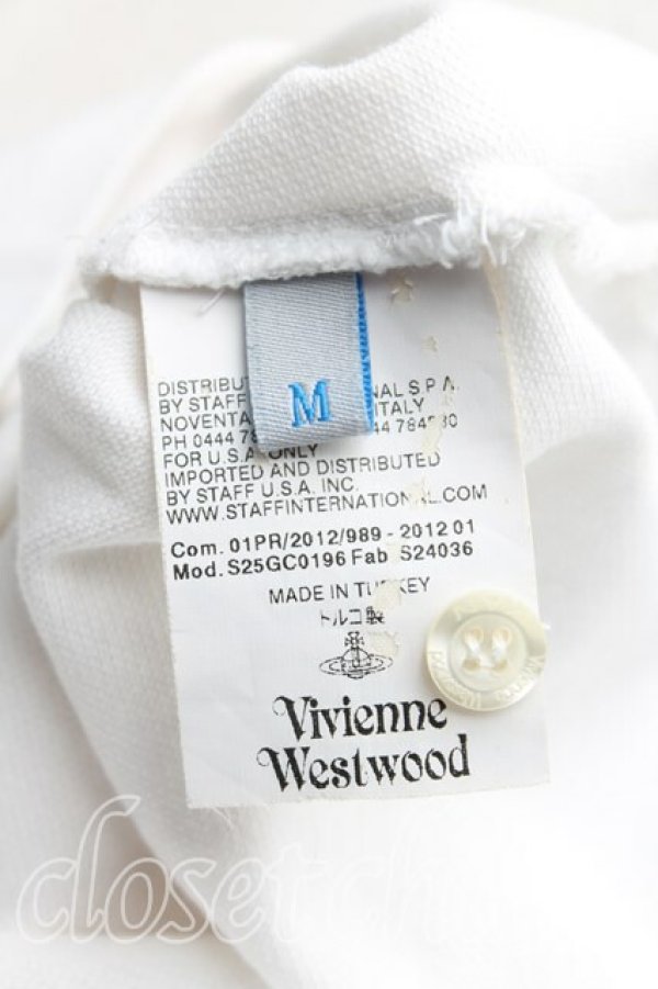 画像4: ヴィヴィアンウエストウッド MAN 中古 / カラーオーブ刺繍ポロシャツ M 白  H-25-10-19-055-to-OD-ZH (4)