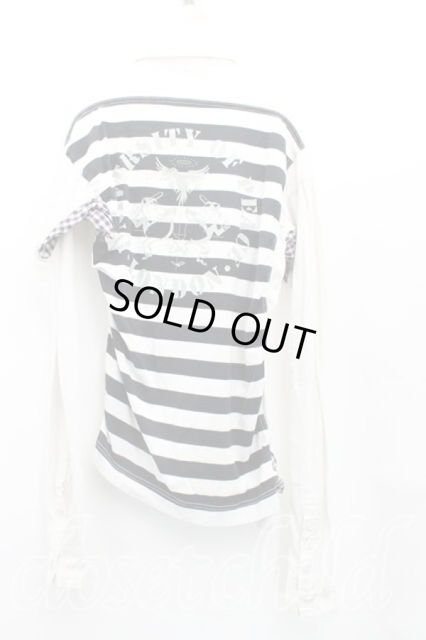 画像2: ヴィヴィアンウエストウッド MAN 中古 / ユニバーシティポロカットソー 46（メンズM相当） 黒ｘ薄灰  H-25-10-19-057-to-OD-ZH (2)