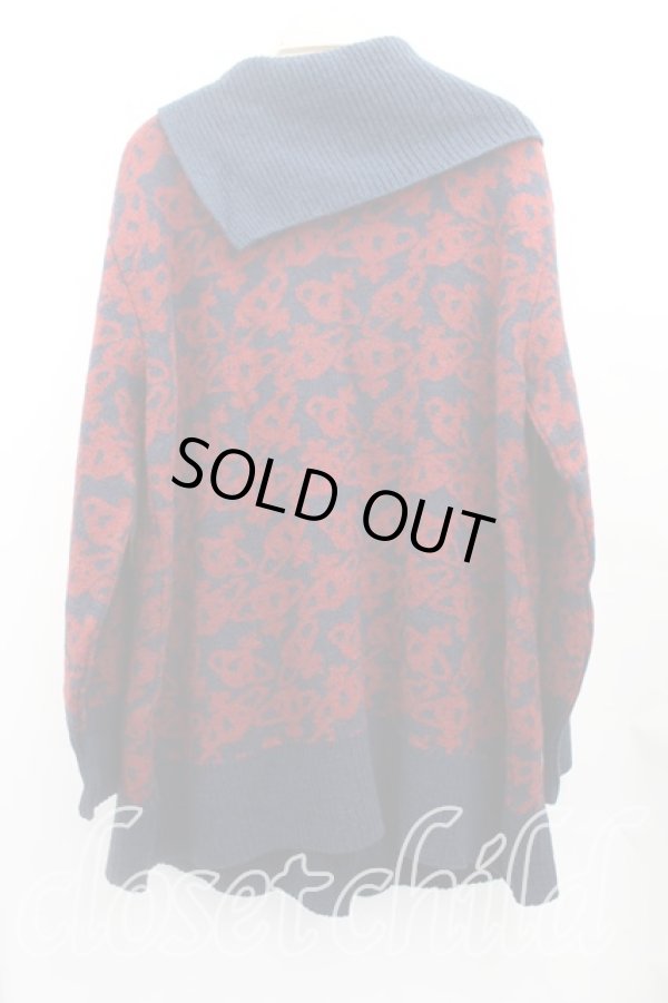 画像2: ヴィヴィアンウエストウッド 中古 / オーブ総柄カーディガン 2（9号相当） 紺ｘ赤  H-25-10-19-061-to-OD-ZH (2)