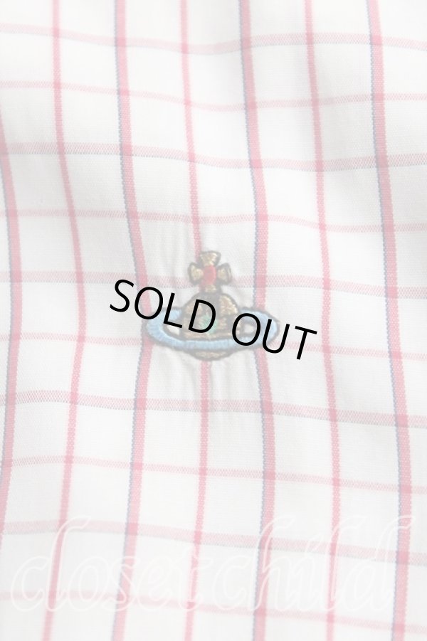 画像6: ヴィヴィアンウエストウッド 中古 / カラーオーブ刺繍グラフチェックシャツ IV(13号相当） ピンク  H-25-10-19-007-bl-OD-ZH (6)