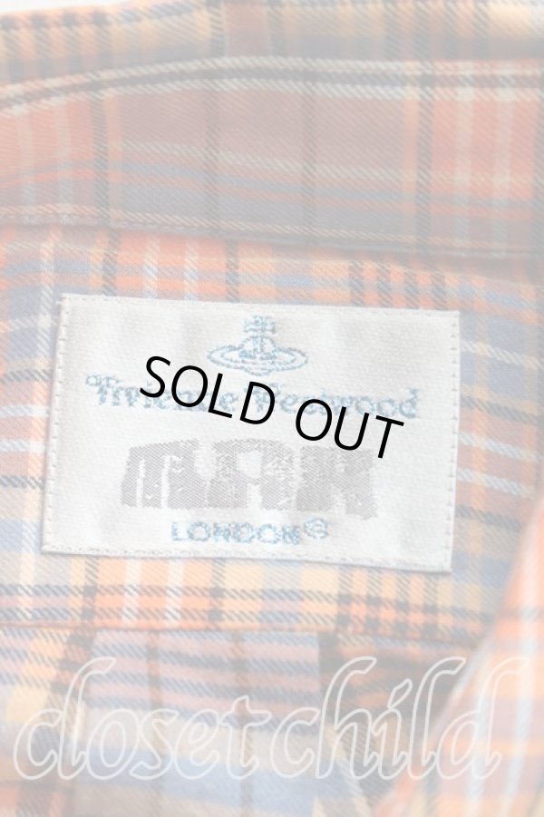 画像3: ヴィヴィアンウエストウッド MAN 中古 / タータンチェックネルシャツ IV(メンズXL相当） オレンジ  H-25-10-19-008-bl-OD-ZH (3)