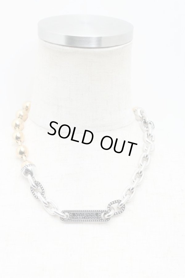 画像4: ヴィヴィアンウエストウッド 中古 / ビーズ&チェーン チョーカー  シルバー×ゴールド  H-25-10-19-080-nl-IN-ZH (4)