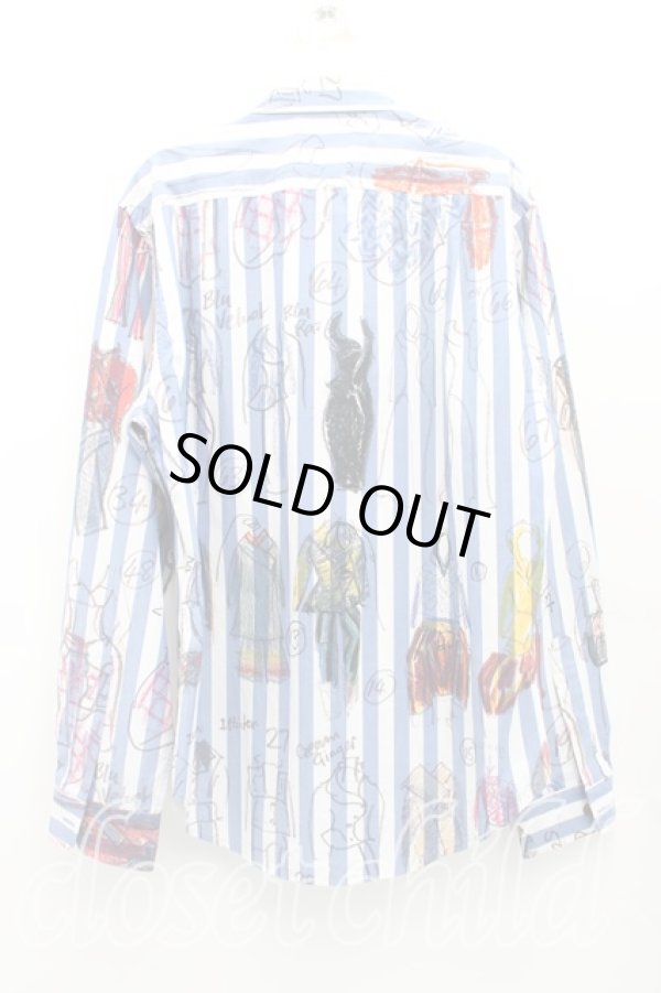 画像2: ヴィヴィアンウエストウッド MAN 中古 / LINE UPプリントクラシックシャツ 48（メンズL相当） 青  H-25-10-19-010-bl-OD-ZH (2)