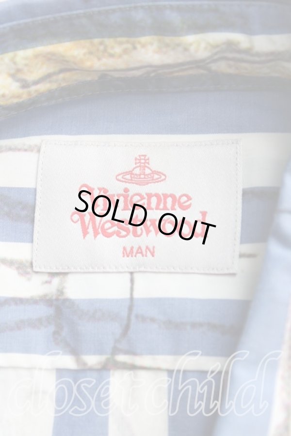 画像3: ヴィヴィアンウエストウッド MAN 中古 / LINE UPプリントクラシックシャツ 48（メンズL相当） 青  H-25-10-19-010-bl-OD-ZH (3)