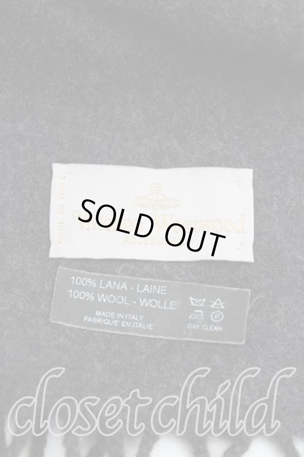 画像3: ヴィヴィアンウエストウッド 中古 / ロゴ刺繍ウールマフラー  灰  H-25-10-19-102-gd-IN-ZH (3)