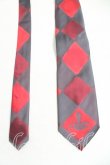 画像2: ヴィヴィアンウエストウッド MAN 中古 / ダイヤ柄ネクタイ  灰ｘ赤  H-25-10-19-106-gd-OD-ZH (2)
