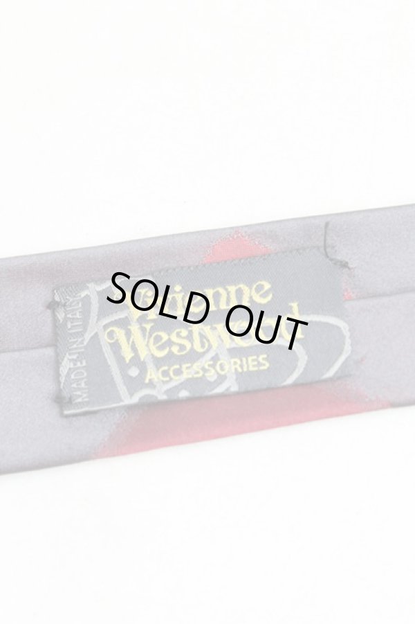 画像3: ヴィヴィアンウエストウッド MAN 中古 / ダイヤ柄ネクタイ  灰ｘ赤  H-25-10-19-106-gd-OD-ZH (3)