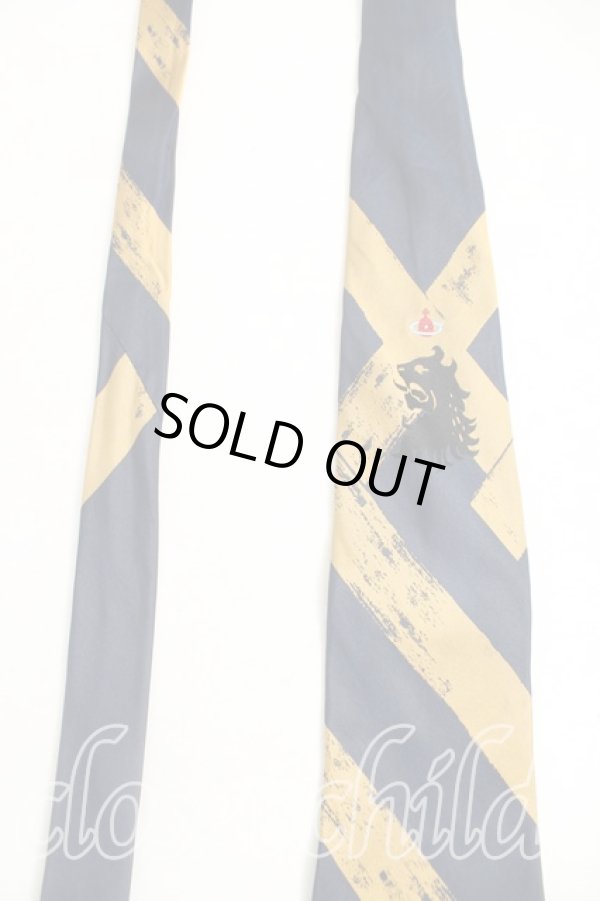 画像2: ヴィヴィアンウエストウッド MAN 中古 / オーブptレジメンタルネクタイ  紺  H-25-10-19-107-gd-OD-ZH (2)