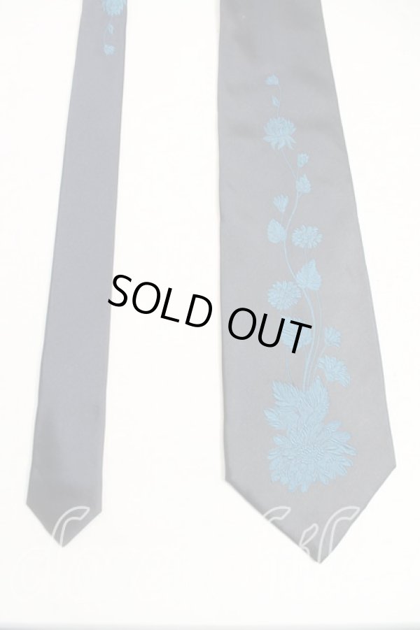 画像2: ヴィヴィアンウエストウッド MAN 中古 / フラワー刺繍ネクタイ  灰ｘ青  H-25-10-19-109-gd-OD-ZH (2)