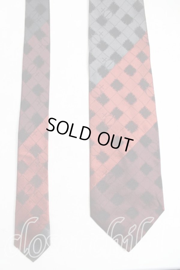 画像2: ヴィヴィアンウエストウッド MAN 中古 / スクエアチェックネクタイ  灰ｘオレンジｘボルドー  H-25-10-19-110-gd-OD-ZH (2)