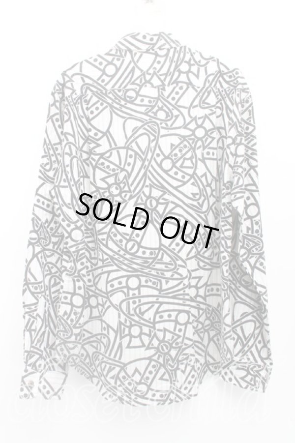 画像2: ヴィヴィアンウエストウッド MAN 中古 / TANGLED　ORBストライプシャツ 46（メンズM相当） 黒  H-25-10-19-011-bl-OD-ZH (2)