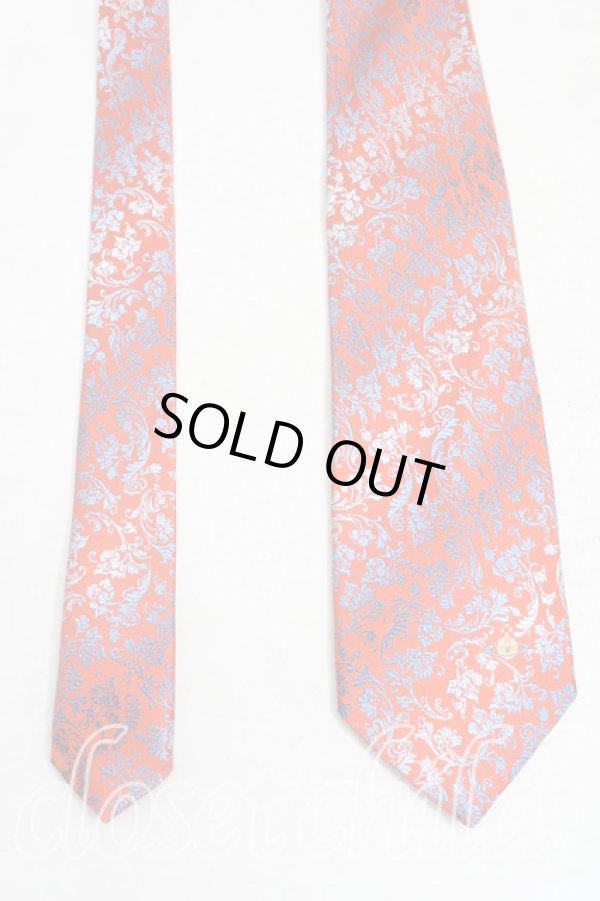 画像2: ヴィヴィアンウエストウッド MAN 中古 / オーブ刺繍ジャガードネクタイ  オレンジ  H-25-10-19-112-gd-OD-ZH (2)