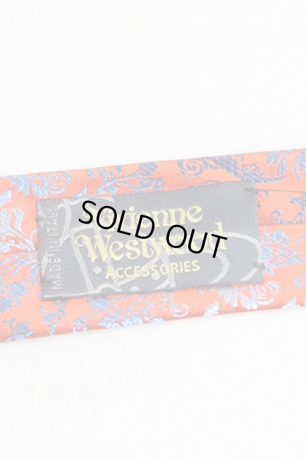 画像3: ヴィヴィアンウエストウッド MAN 中古 / オーブ刺繍ジャガードネクタイ  オレンジ  H-25-10-19-112-gd-OD-ZH (3)